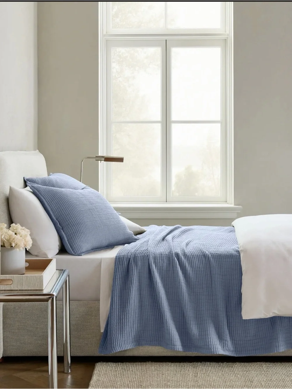 Quince Organic Ribbed Coverlet Set in Mineral Blue King/Cal King 964